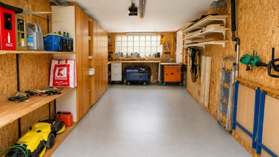 Organisierte Garage mit Werkbank Einfamilienhaus Neuenburg am Rhein